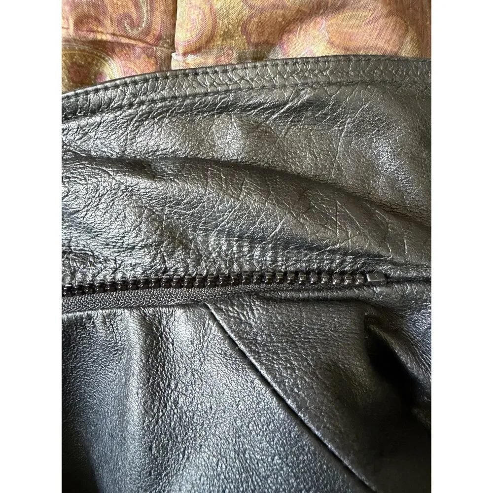 Vintage HI-TOP Black Leather Toggle Jacket Paisley Lined Men’s Medium